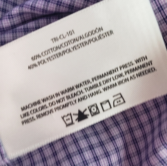 Haggar Purple Checked Collared Button Up - Picture 7 of 8